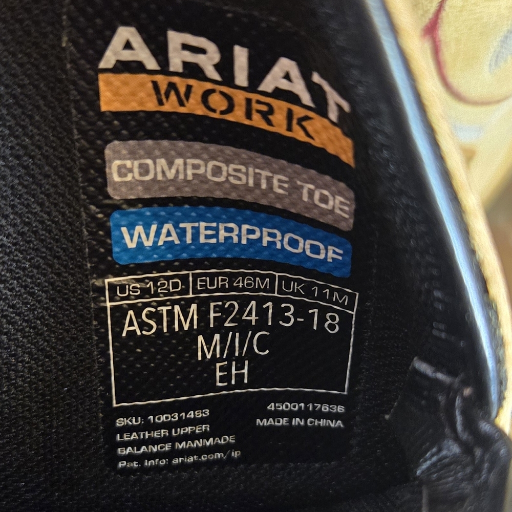 Ariat Men's Western Composite Toe Waterproof Work Boots Sz 12 D NWOB - Picture 6 of 11